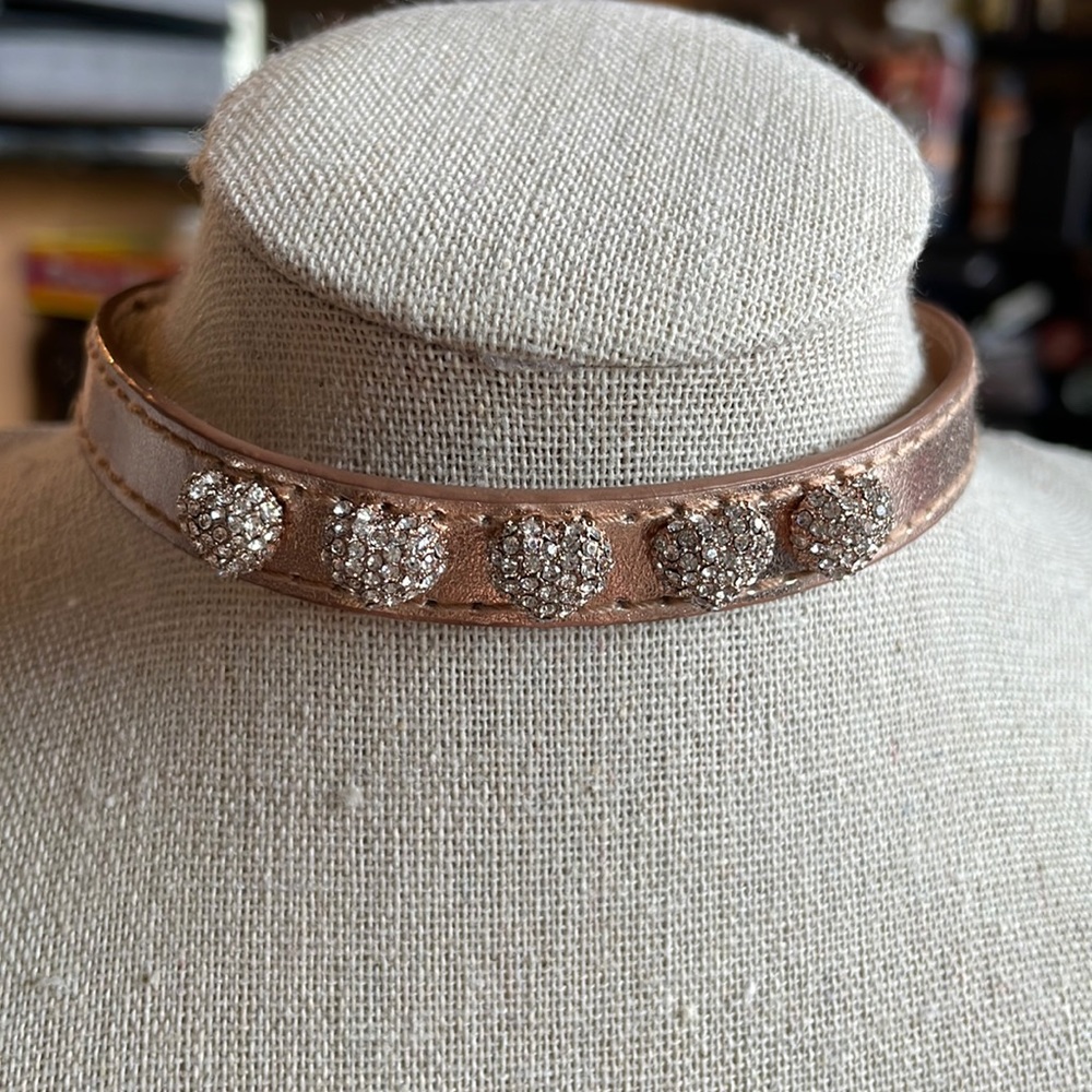 Betsey Johnson Rose Gold Heart Rhinestone Choker